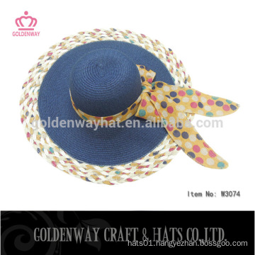 cheap beach folding paper straw lady hats with ribbon